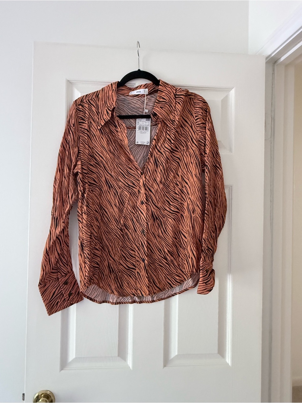 Mango Orange and Black Zebra-Print Button-Down Shirt - Bengals